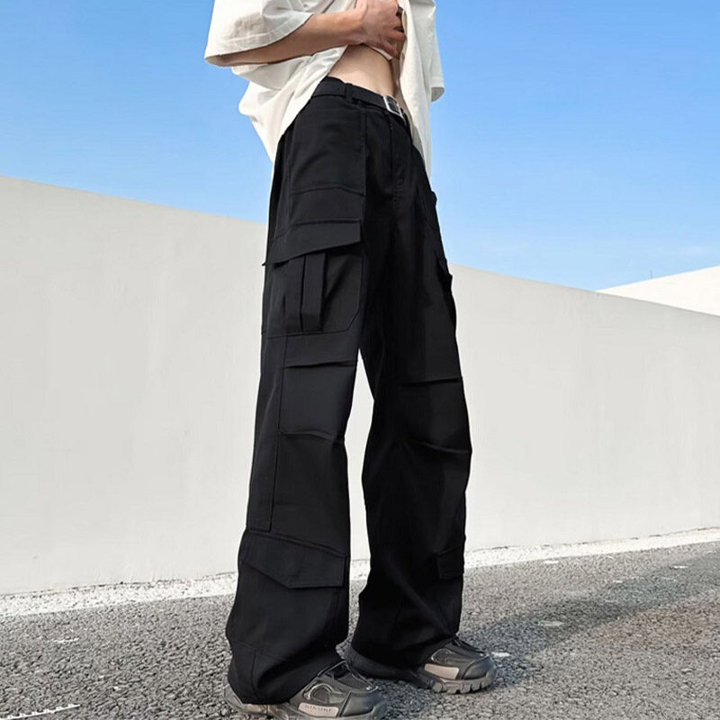 TIDE BEAR Men's cargo pants wide leg casual loose straight cargo pants