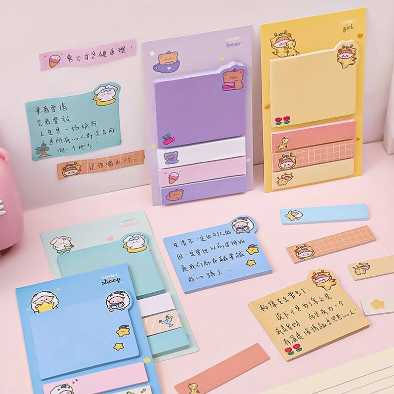 YESPERY Ins Cute Notes Index Stickers Office Bookmarks Sticky Notes Kawaii Messages Stickers Notepad Notes