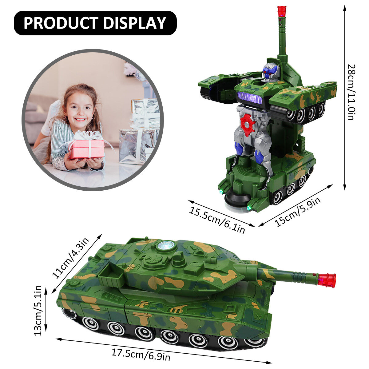 Robot Biến Hình Xe Điện Tân Đồ Chơi Xe Tăng Robot Biến Hình Tự Động Có Đèn  Led Và Âm Nhạc Đồ Chơi Xe Hơi Robot Biến Hình Xe Tăng Điện -