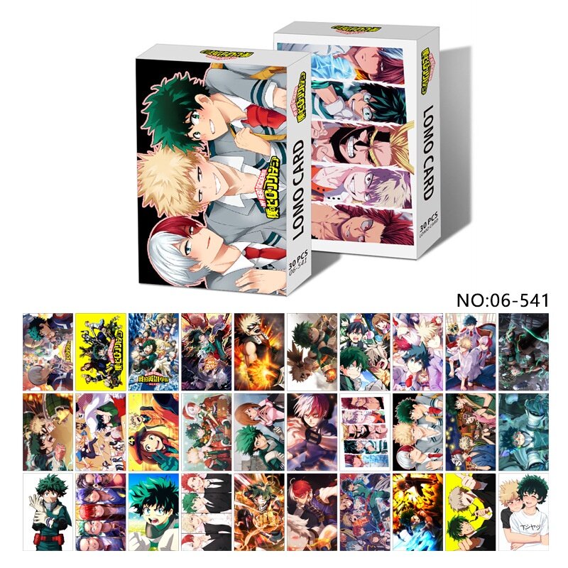 DraggmePartty 30Pcs Anime Genshin Impact Sword Art Online Jujutsu Kaisen  Cardcaptor Sakura Photocard My Hero Academia Lomo Card 