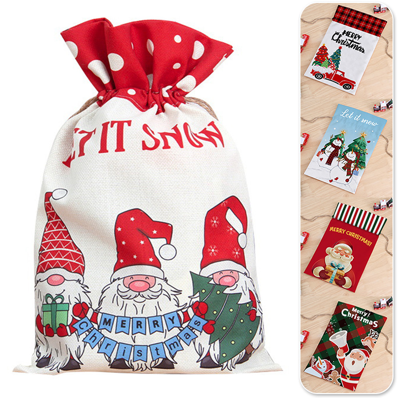 Christmas Purses Wrapping Packaging Cookies Candy Gift Bag Drawstring