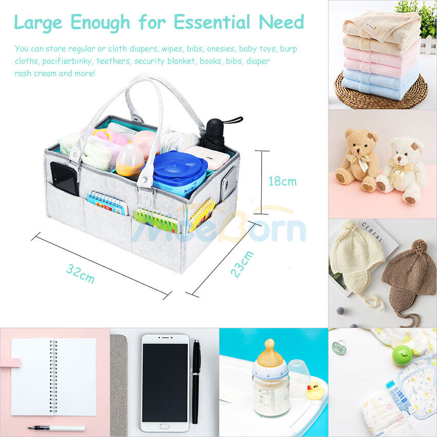 Essential Bag for Nursery Baby Diaper Caddy Organizer Babys Toys /& Pacifiers Changing Table and Car Bottles Great for Storing Diapers Portable Storage Basket Mint Baby Wipes