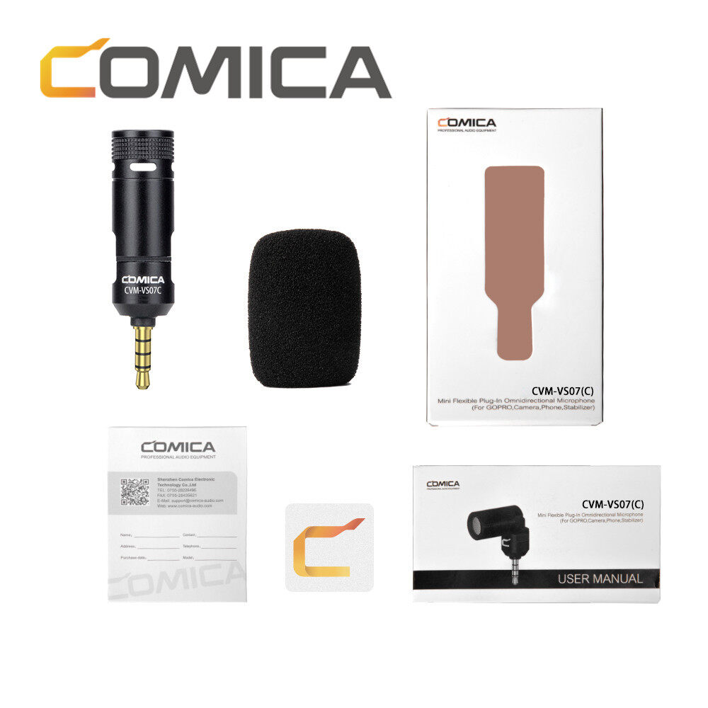 Comica CVM-VS07 Mini Microphone micrô điện dung cho ghi âm Mini Microphone cho điện thoại vlog cho điện thoại thông minh, máy tính bảng, máy ảnh, GoPro 7/8, máy tính xách tay và hệ thống Micro không dây