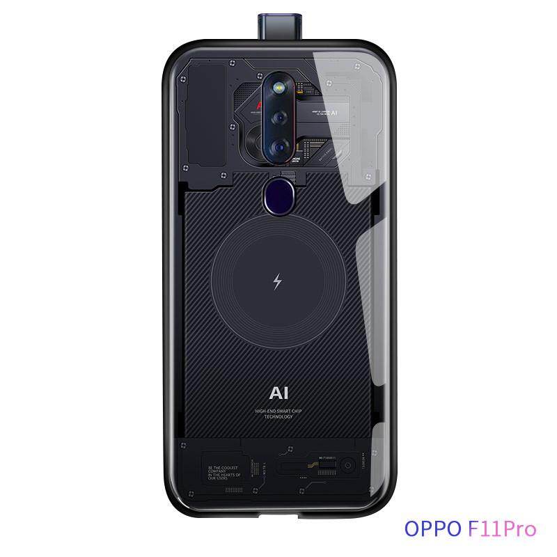 For OPPO F11 Pro Technology Circuit Board Explorer Exploration Theme Version Case Tempered Glass Back Cover Casing