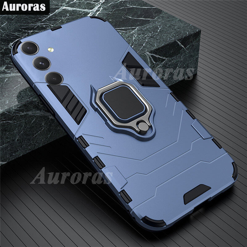 For Samsung Galaxy A15 Case Silicone Armor Metal Ring Stand Case Armor Back Protective Shockproof Hard Dual Layer for Galaxy A15 Cover