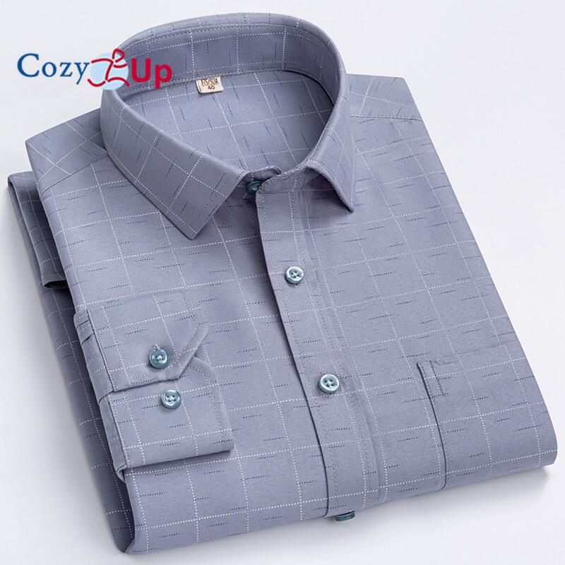 Cozy Up Men's Long Sleeve Shirts Plaid Batik Polyester Comfort Lapel
