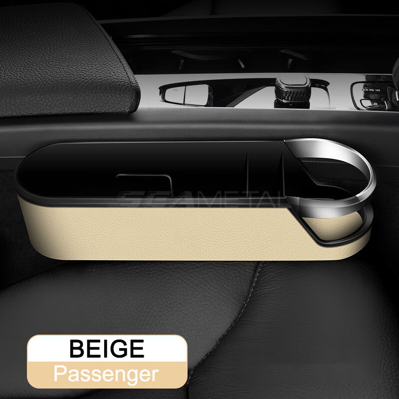 SEAMETAL Car Organizer Seat Gap Storage Box Universal Cup Phone Holder Leather Storage Organizer with USB Hole