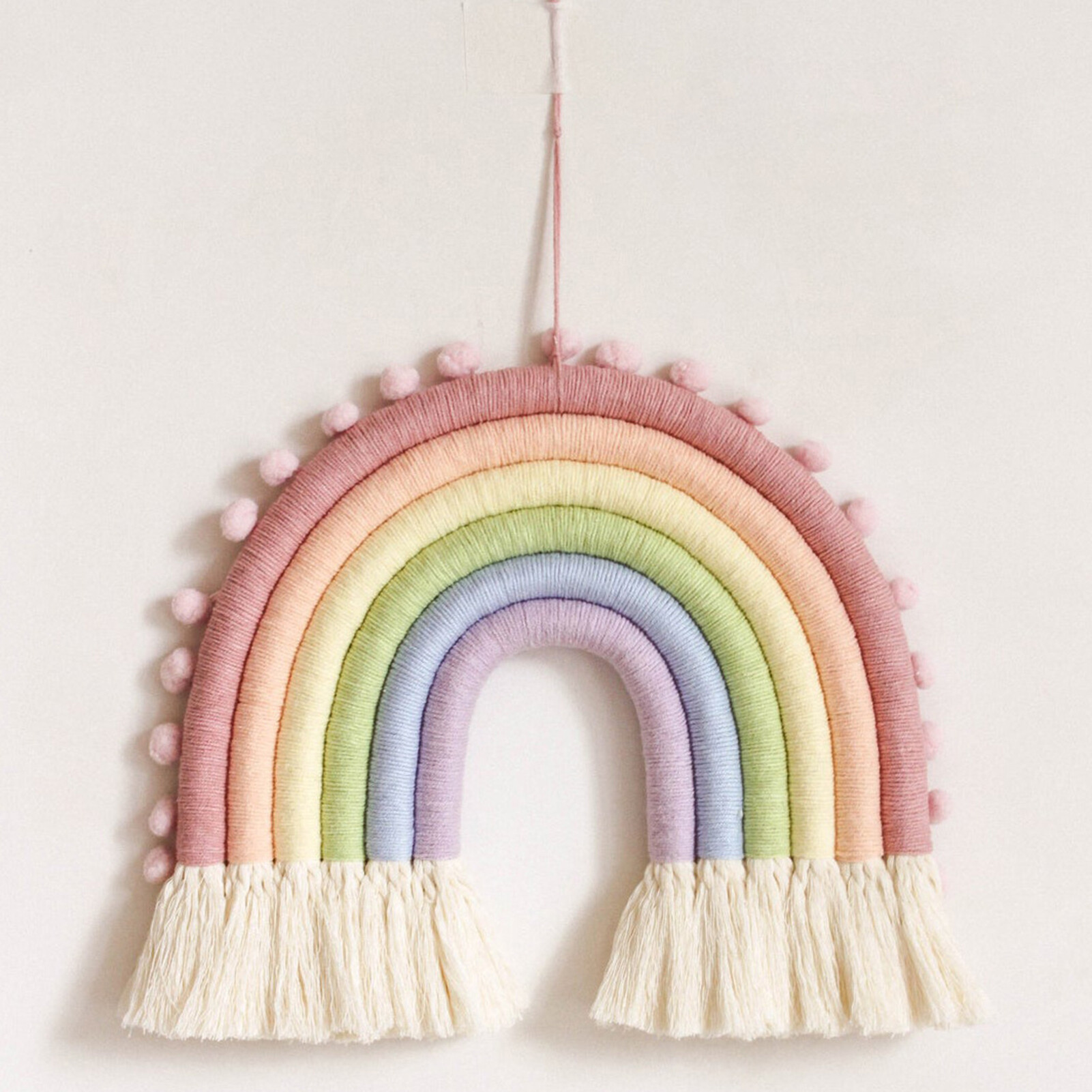 JAREDQ Nice-looking Tapestry Pendant Fine Workmanship Cotton Rope Compact Delicate Rainbow Hanging Tapestry for Home Hanging Pendant Nice-looking