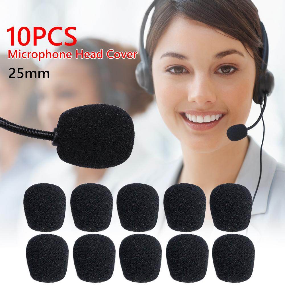 10pcs 25mm Soft Elastic Sponge Microphone Head Cover for Headset Sleeve Mic