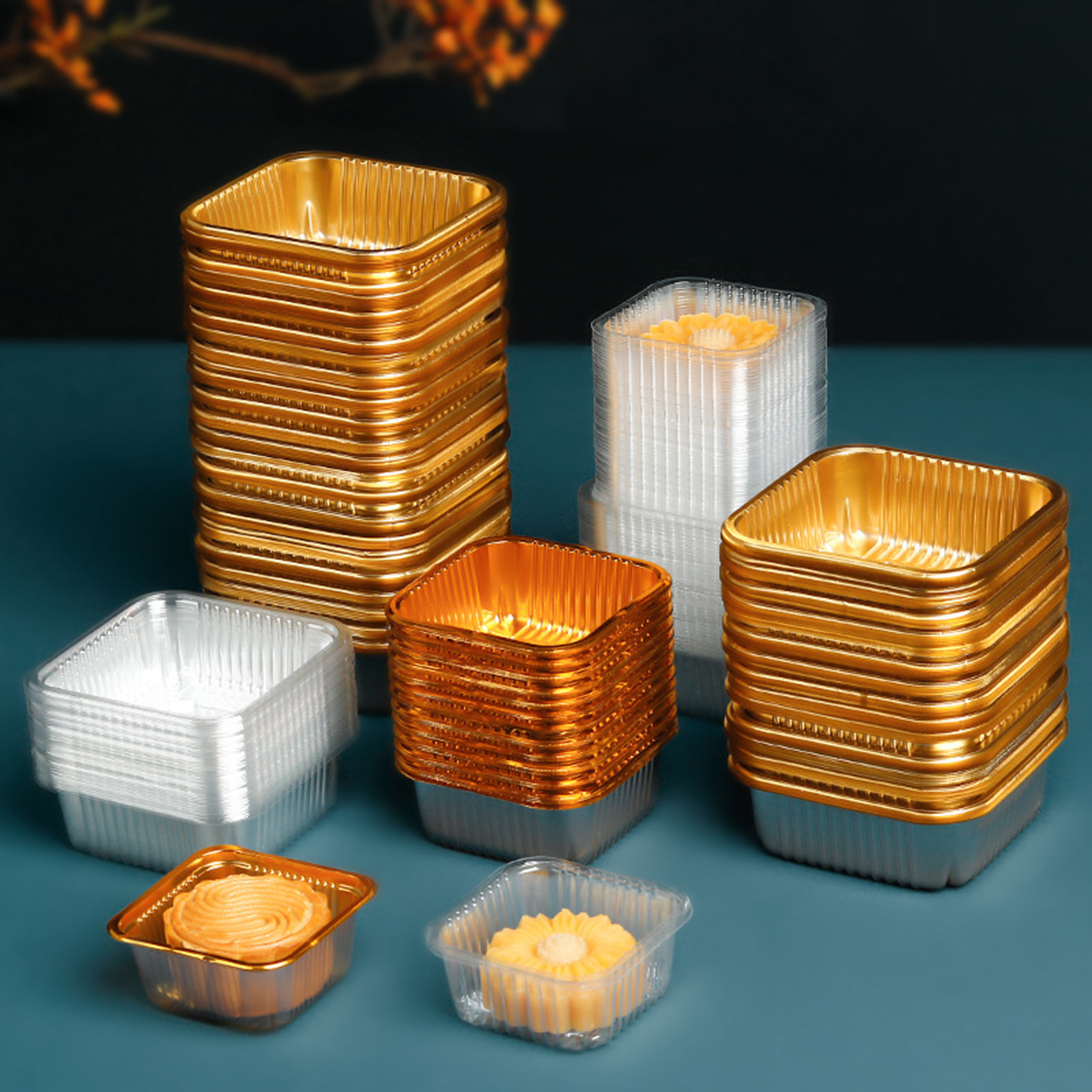 Mandari 100 PCs different sizes cake pan for mooncake food Pan waterproof thickened mooncake packaging box cake container various sizes cake pan supplies