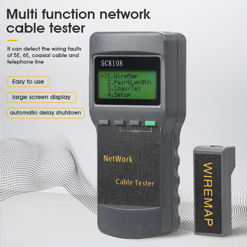 SC8108 Portable LCD Network Tester Meter&LAN Phone Cable Tester & Meter