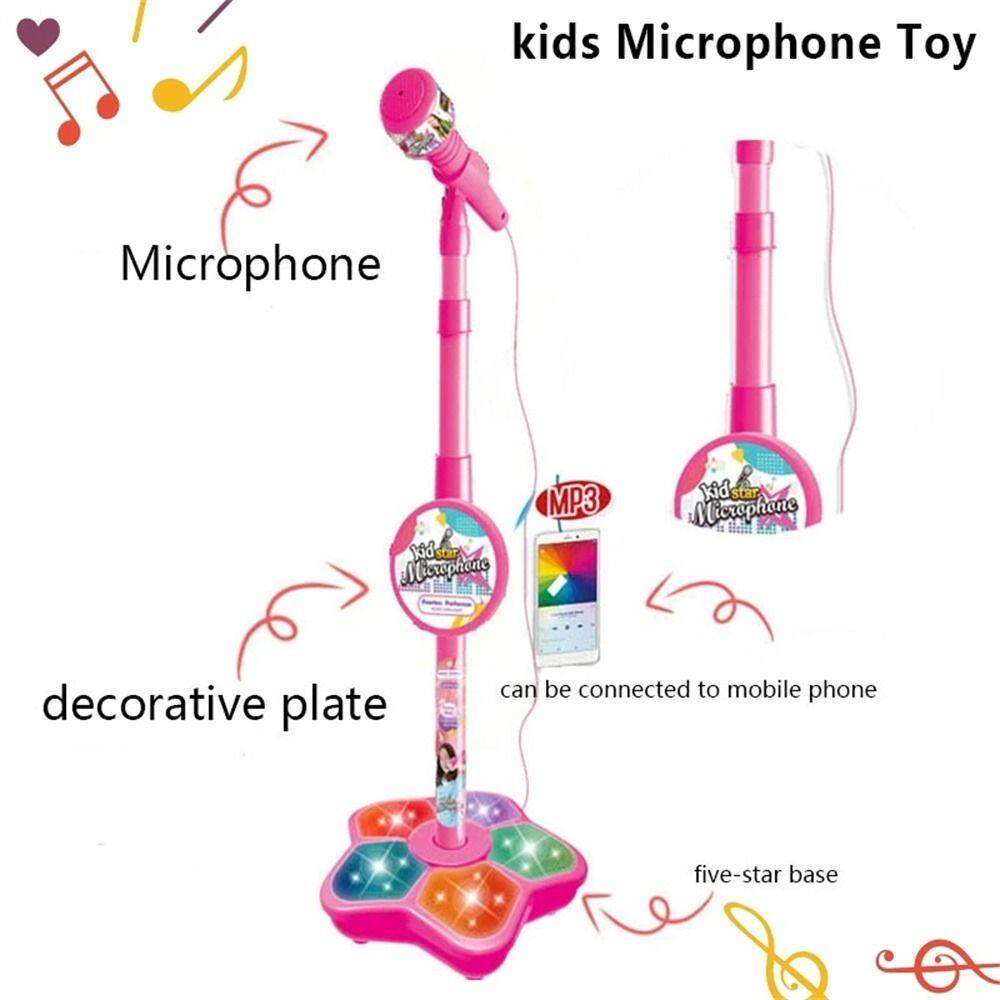 Banzu Microphone Đồ chơi đèn LED có thể điều chỉnh giáo dục não-đào tạo với đứng hát microphone nhạc cụ đồ chơi trẻ em Microphone hát bài hát đồ chơi