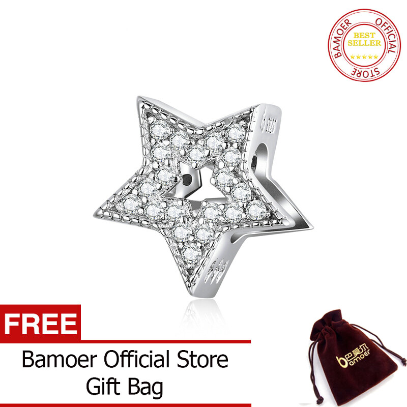 BAMOER 925 Sterling Silver Sparkling Star Shape Charm fit Original Women Bracelet Female 2020 New Jewelry Accessories BSC210