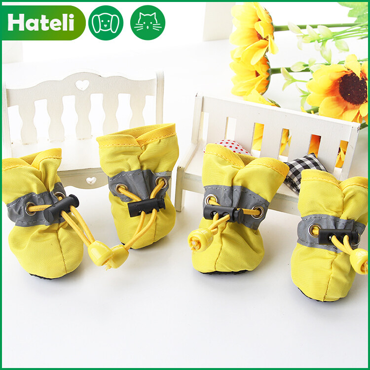 【HATELI】（Yellow）Pet Dog Cat Softsoled Rain Boots Boots Dog Cat Foot