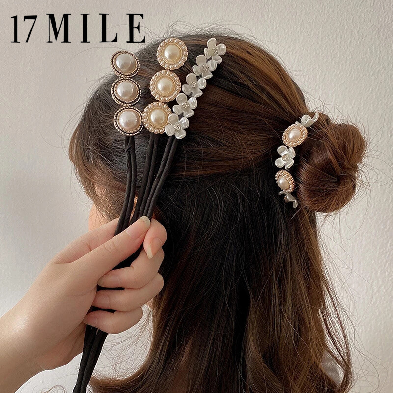 17 MILE Wedding Bridal Elegant Pearl Flower Handmade Maruko Hair Pins Clips Retro Red Velvet Bow-knot Head Hair Tools Hairwear Hair Maker Jewelry