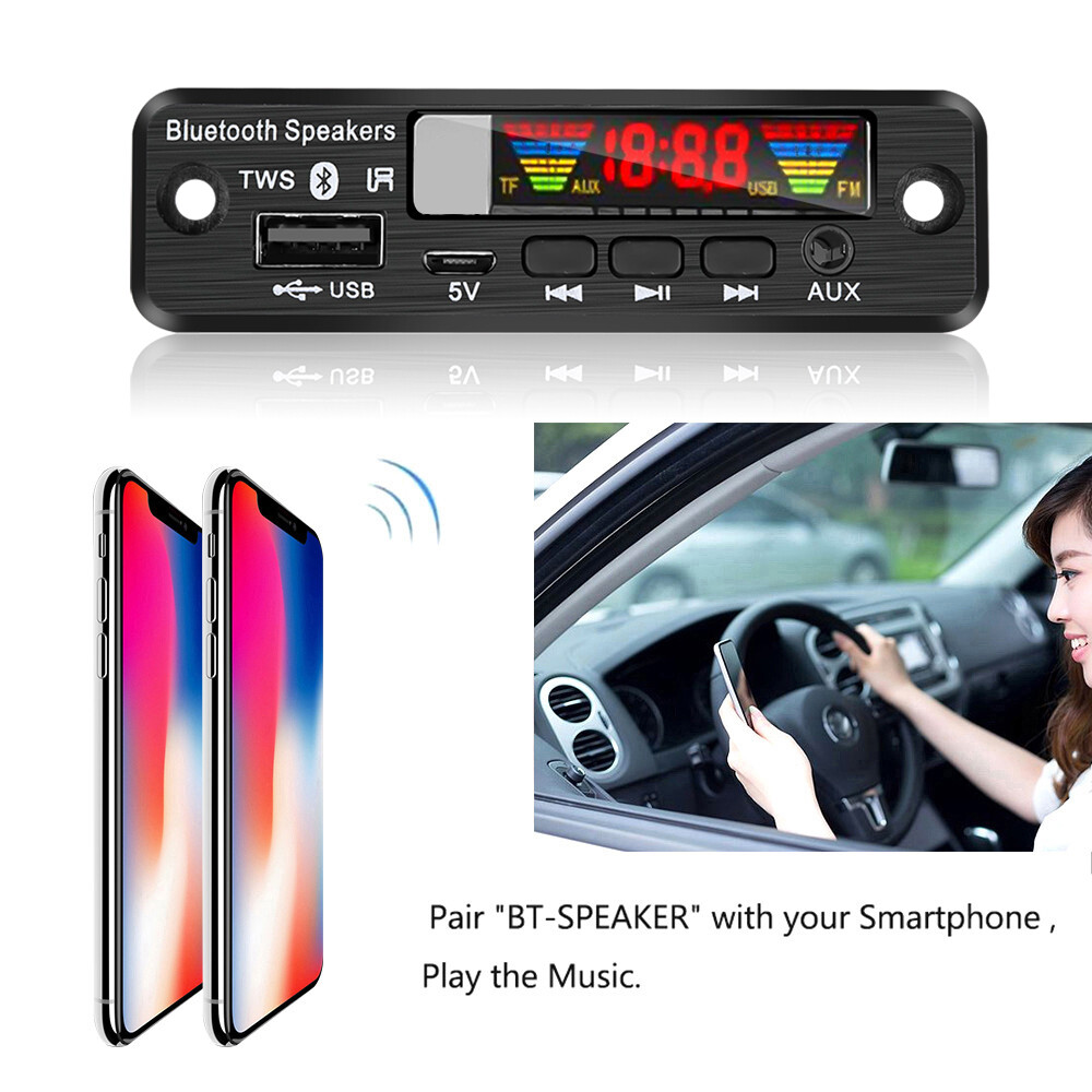 Aitemay Bluetooth 5.0 Audio Decoding Module Color Screen 5V MP3 WMA WAV USB AUX TF FM Wireless Audio Decoder Board