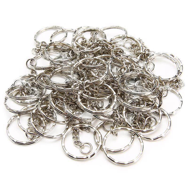 Bokali new 50pcs split ring keychain key fob connector 4 link chain key-ring silver