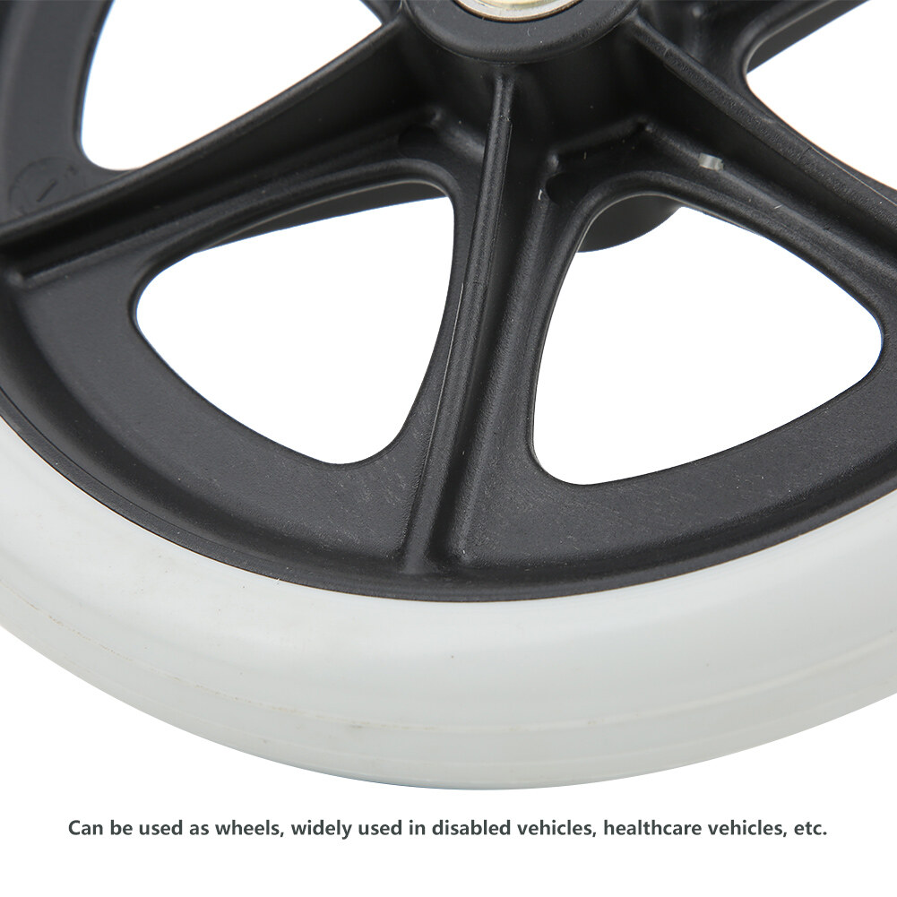 Wheelchair front wheels, 8 \"rubber single wheel front wheel handlebar 120 kg Maximum load front wheel wheelchair wheel 0.3 inch bearing inner diameter anti-slip wheel
