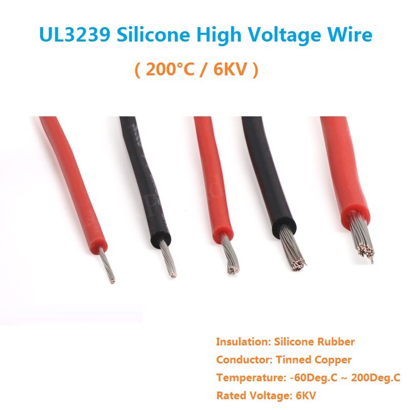 22/20/18/16/14AWG UL3239 High Voltage Wire 6KV Soft Silicone Rubber ...