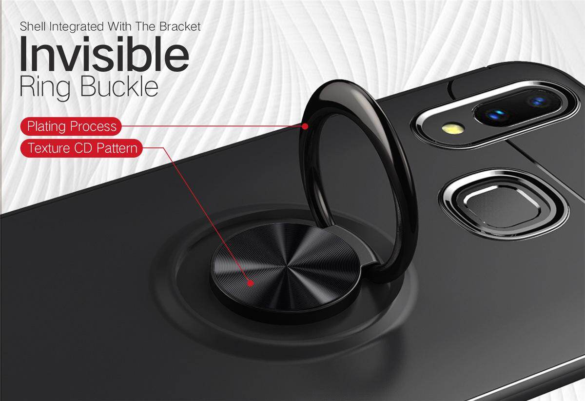 for XIAOMI Max3 Case [Blue Metal Ring] Soft TPU Case Back Cover Shell, with 360° Rotating Ring Holder Kickstand, Can work with Car Mount, Impact Resistant