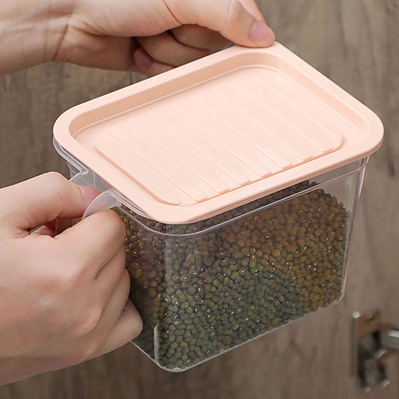 CNMF 5 Cái Stackable Kín Có Thể Với Xử Lý Nhựa Container Với Nắp Hạt Lưu Trữ Box Kithchen Organizer