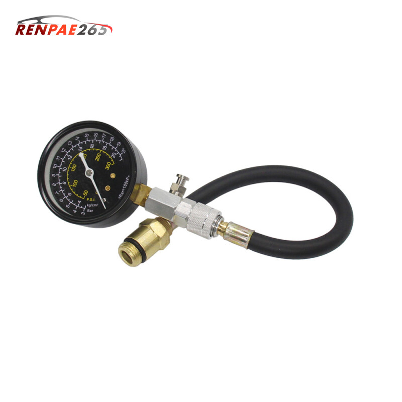 Engine Cylinder Compression Tester Testing Gauge Auto Check Test Repair Tool Kit 0-300 Psi Pressure Gauge