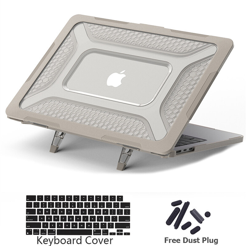 Built in stand laptop case for 2022 macbook air m2 case a2681 a2337 m1 pro 13 14 inch a2338 matte clear hard plastic cover