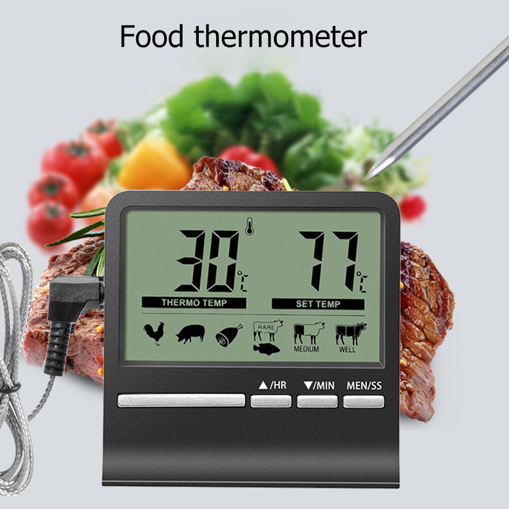Đồng Hồ Đo Nhiệt Kế Thực Phẩm Nhà Bếp Kỹ Thuật Số Đồng Hồ Báo Thức Nấu Ăn Thịt Lò Nướng