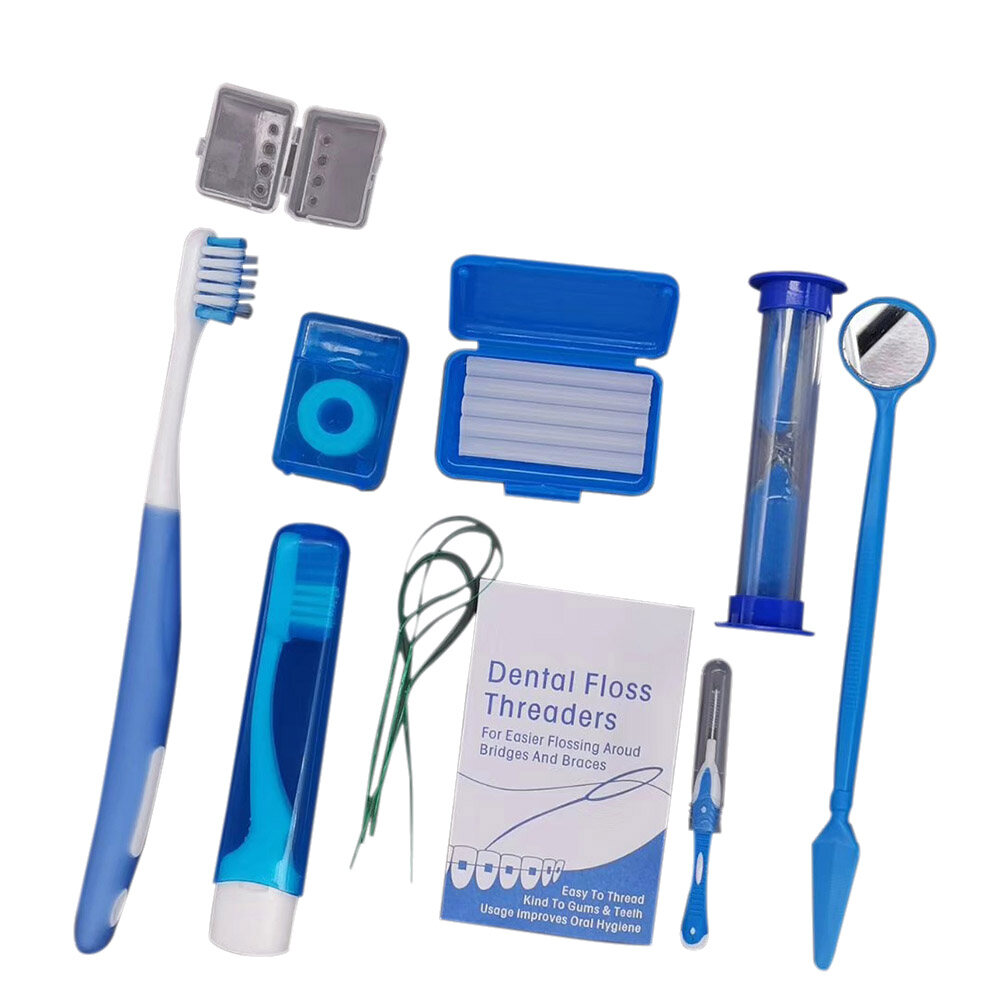 JPK【Ready Stock】8pcs Orthodontic Care Kit Set Braces Toothbrush Foldable Brush