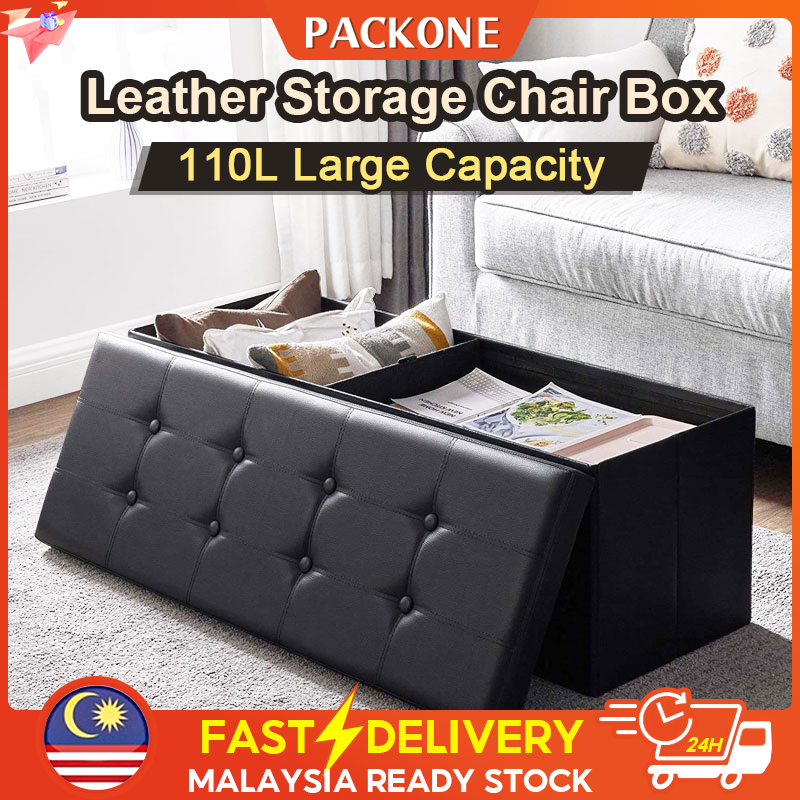 PACKONE Large Storage Benches Foldable Stool with Storage Space Home