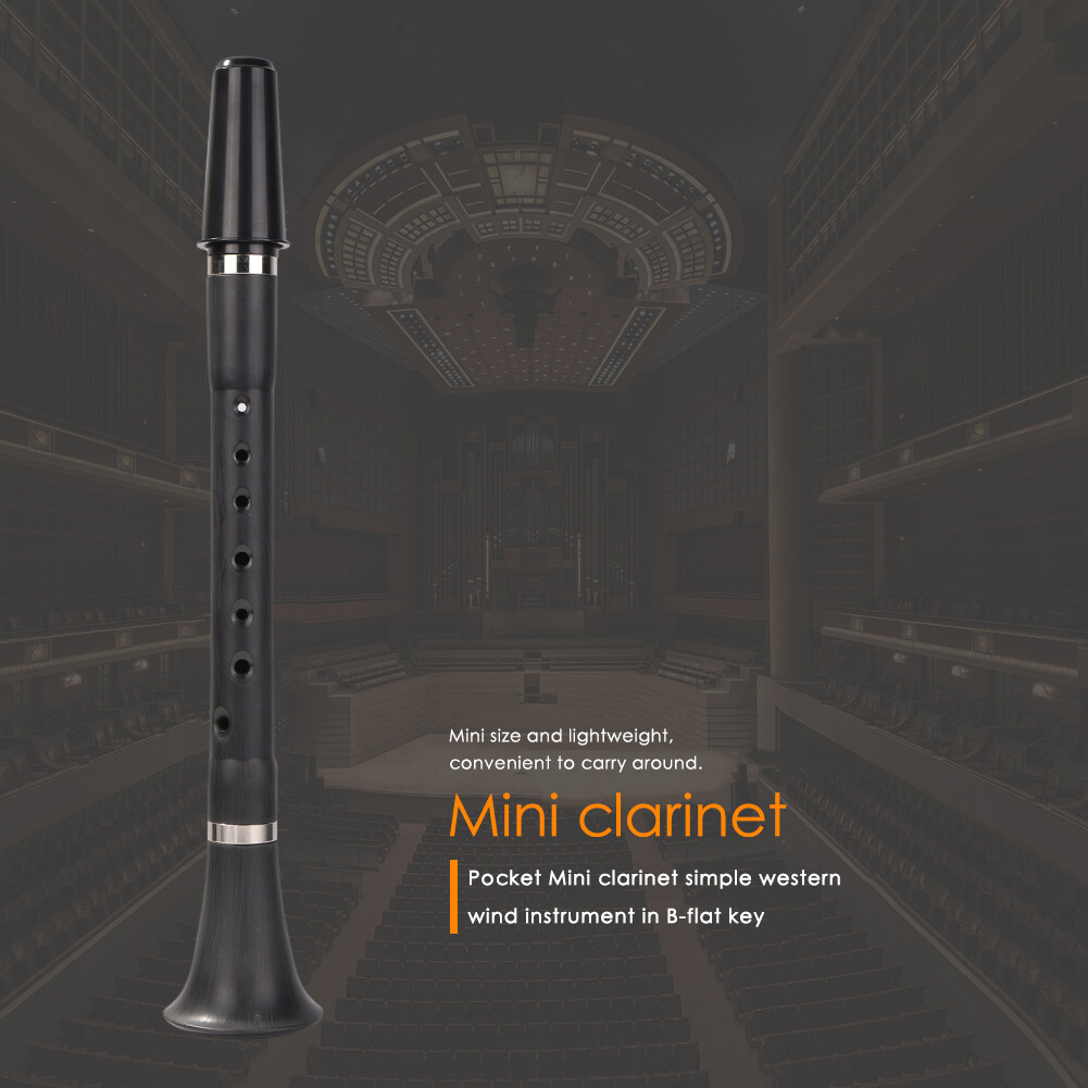 Nhạc Cụ Kèn Clarinet Dẹt Bb B Mini Bỏ Túi Cho Người Mới Bắt Đầu Practice-38X6.5X6.5CM