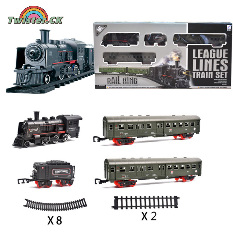 Twister.CK Simulation Classic Train Track Toy Little Train Retro Steam Train Toy Set Kids Child Birthday Gift