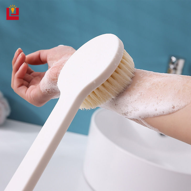 Shower Body Brush with Long handle soft bristles,Back Scrubber Bath Mesh Sponge with Curved Long Handle for Skin Exfoliating Bath, Massage Bristles Suitable for Wet or Dry, Men and Women