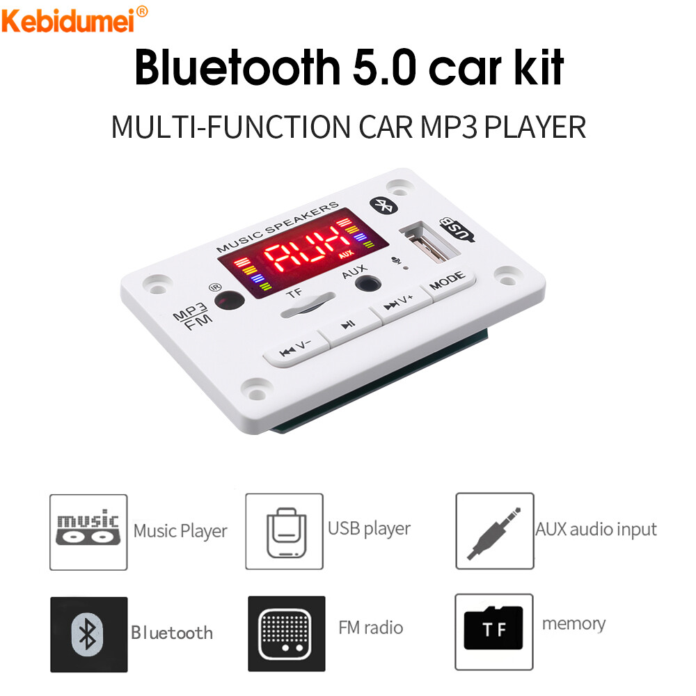Kebidumei Bluetooth 5.0 MP3 Decoder Board Decoding Module 5V 12V Car MP3 Player WMA WAV TF Card USB FM Remote Board Module