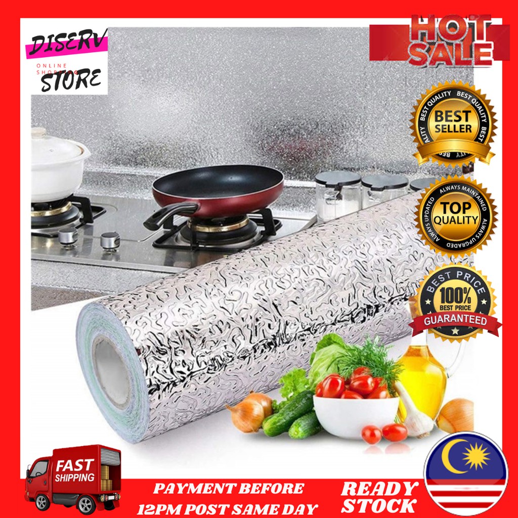DISERVSTORE Wallpaper Dapur Kitchen Oil Proof Waterproof Self Adhesive
