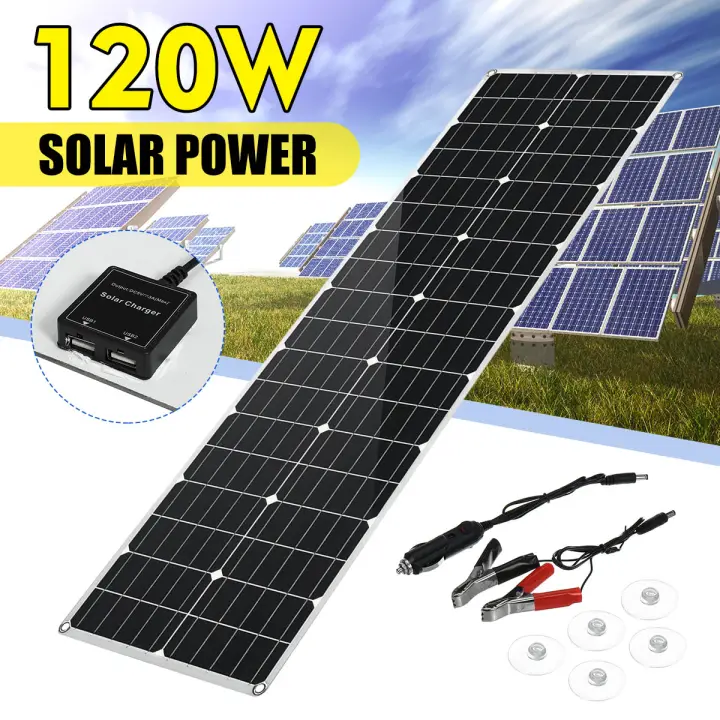 Solar Panel 120w Watts Mono Crystalline Flexible Module Power Waterproof Ip65 Monocrystalline For Outdoor Lighting Lazada Singapore