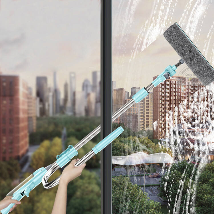 Konco Glass Cleaner Window Squeegee Microfiber Extendable Window Scrubber Telescopic Handle Glass Sponge