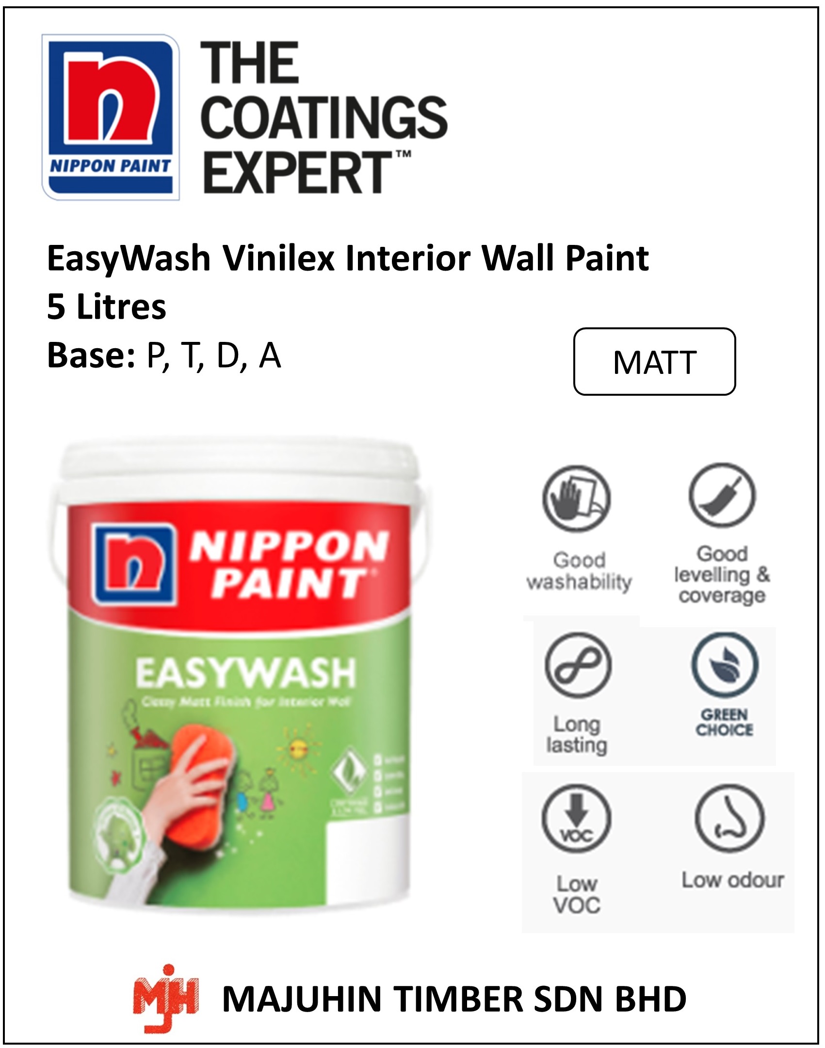 Nippon Paint Easywash Easy Wash Vinilex Interior Wall Paint / Cat Dalam ...