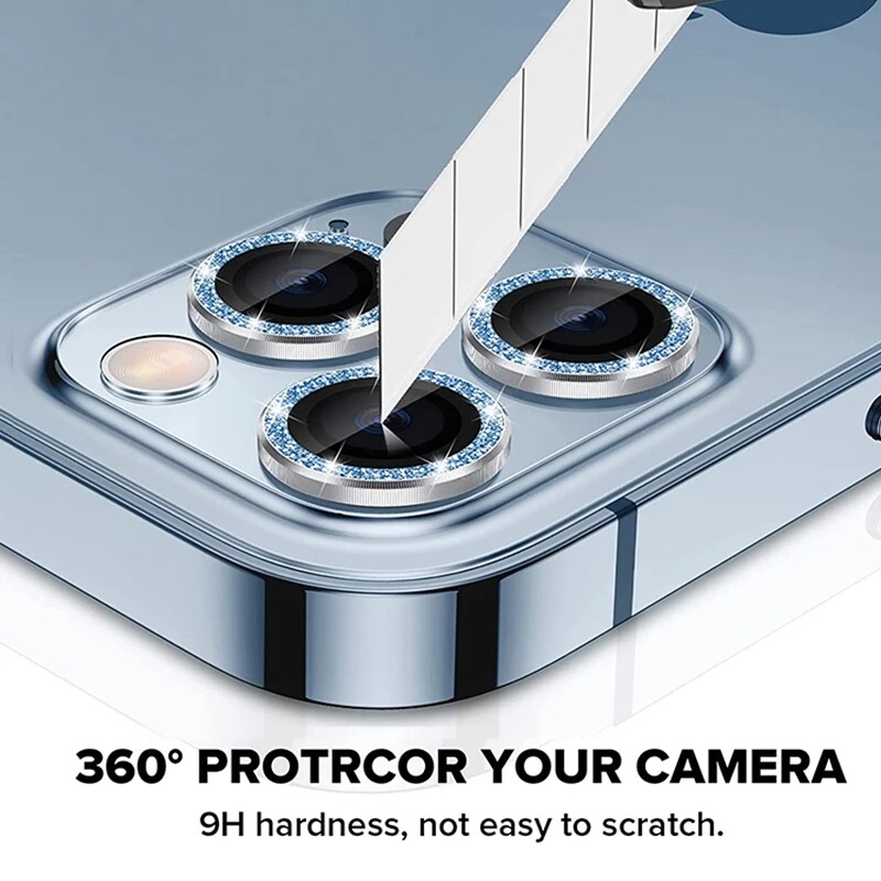 AKABEILA Sparkling Diamond Camera Lens Protector For iPhone 13 Pro Max 12 Pro Max Mini 11 Pro Max Bling Rainbow Metal HD Tempered Glass Camera Film Screen Protection Top Seller