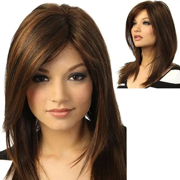 Brown Hair Extensions Wigs Girl Full Straight Natural Party Long