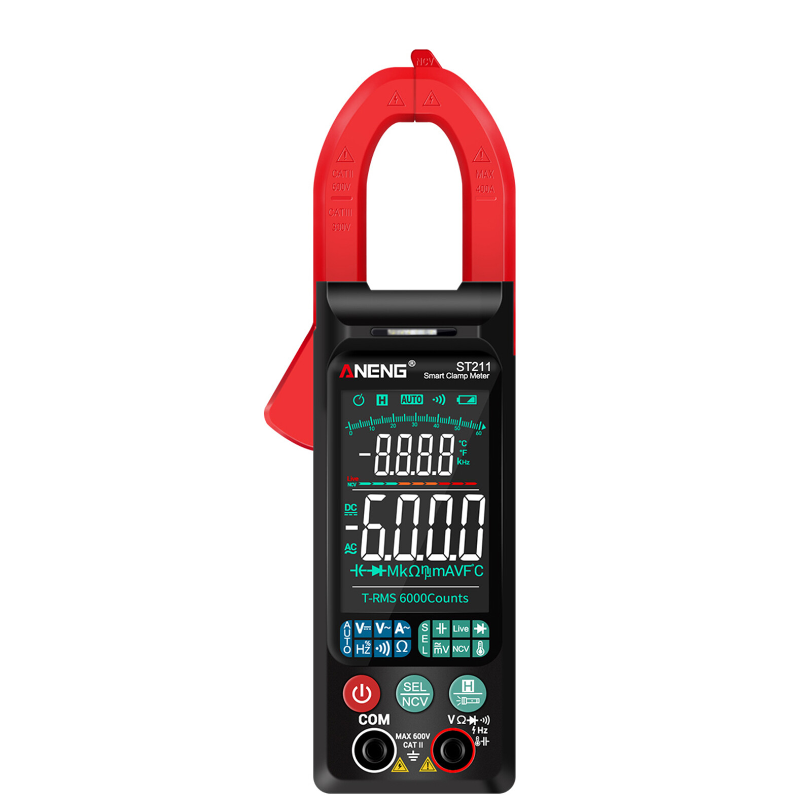ANENG ST211 6000 Counts Digital AC Current Clamp Meter 400A Automatic Range Multimeter with Backlight Voltage Meter Clamp Gauge NCV Test Clamp Ammeter Universal Meter Tester