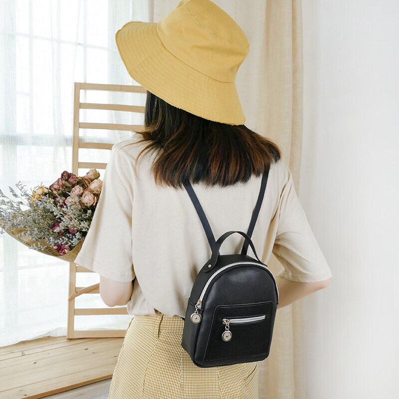 hang qiao shop New Cute Mini Backpack Leather Shoulder Bag Multi-Function Small Backpack School Backpack for Women