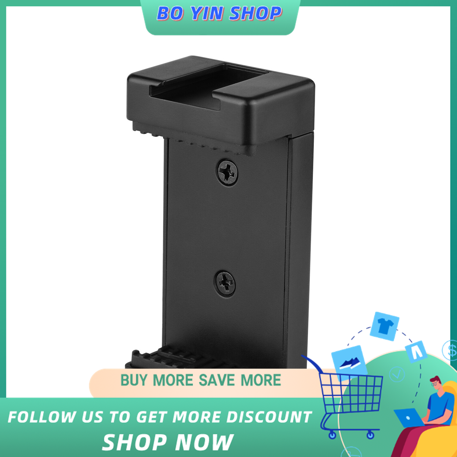 Phone Tripod Mount Adapter Phone Holder Clip with Dual 1/4 Threads Cold Shoe for Tripod Selfie Stick Microphone Mounting Compatible with iPhone Samsung HUAWEI Smartphones