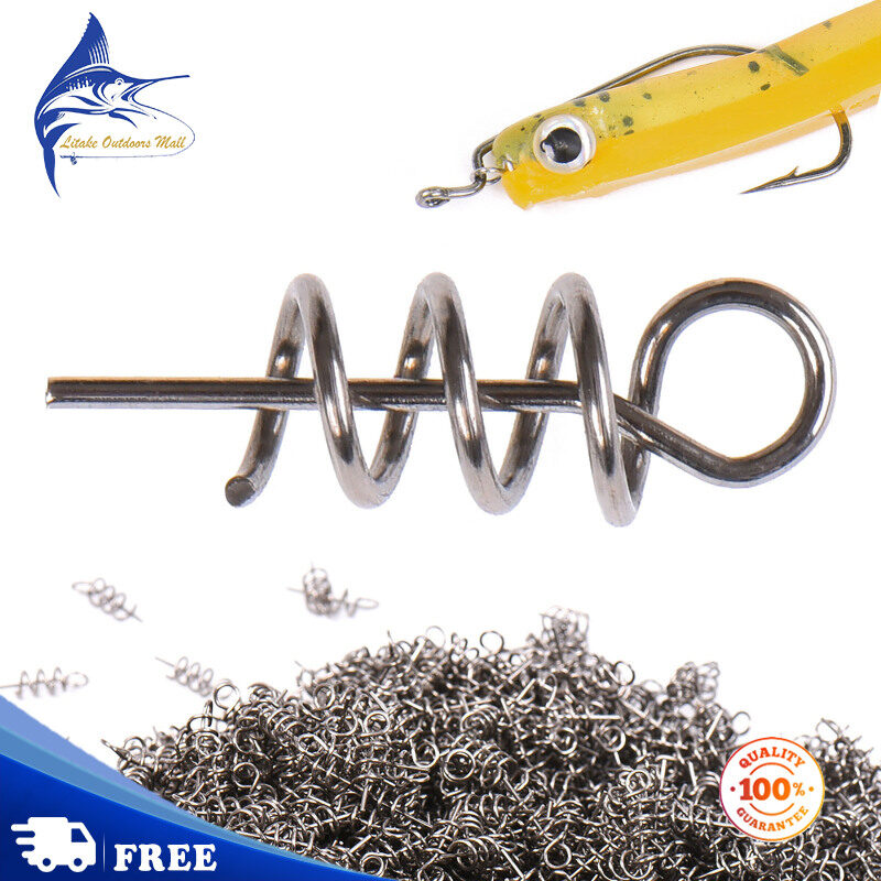 50pcs Spring Lock Pin Crank Hook Fishing Connector Stainless Steel Swivels Snap Soft Bait Fishing Tackle Accessories