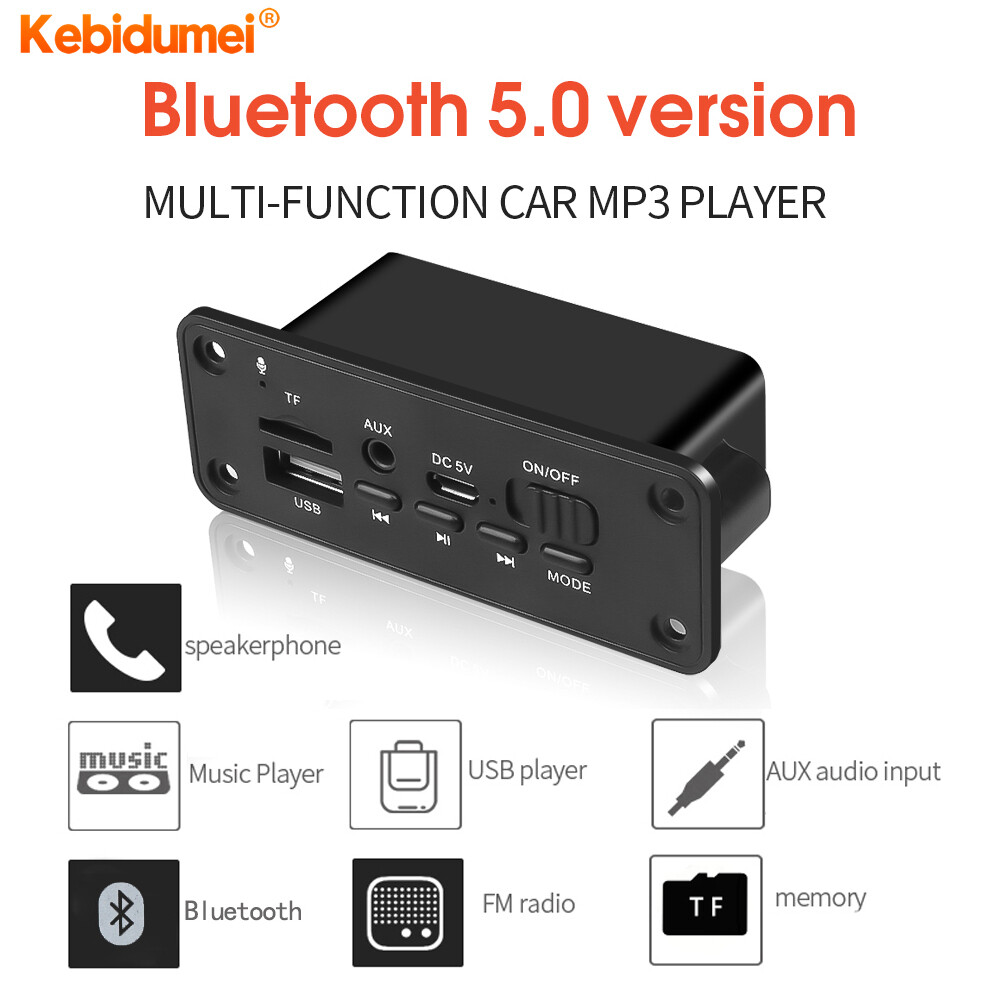 Kebidumei Mô-đun Bảng Mạch Giải Mã Âm Thanh Máy Nghe Nhạc MP3 Bluetooth 5.0 DC 5V Với Bộ Khuếch Đại 6W Ghi Âm USB TF Radio FM Đầu Vào AUX Cho Loa Xe Hơi Gia Đình