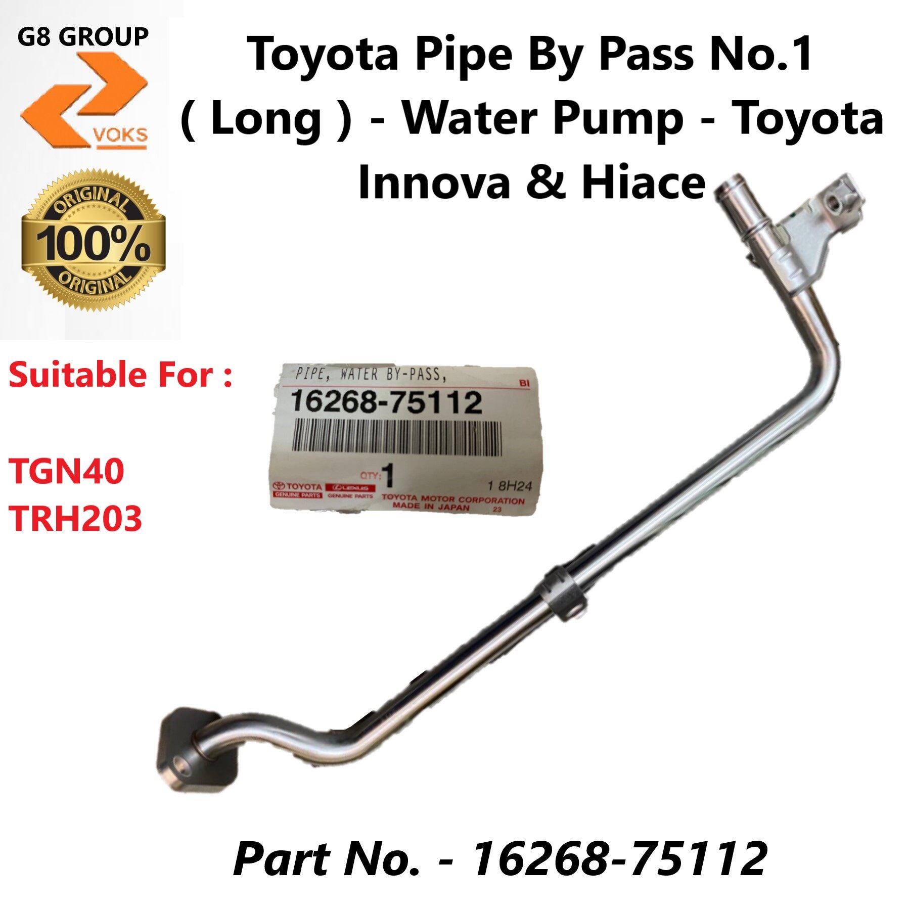 Toyota Pipe By Pass No.1 ( Long ) Water Pump Toyota Innova & Hiace