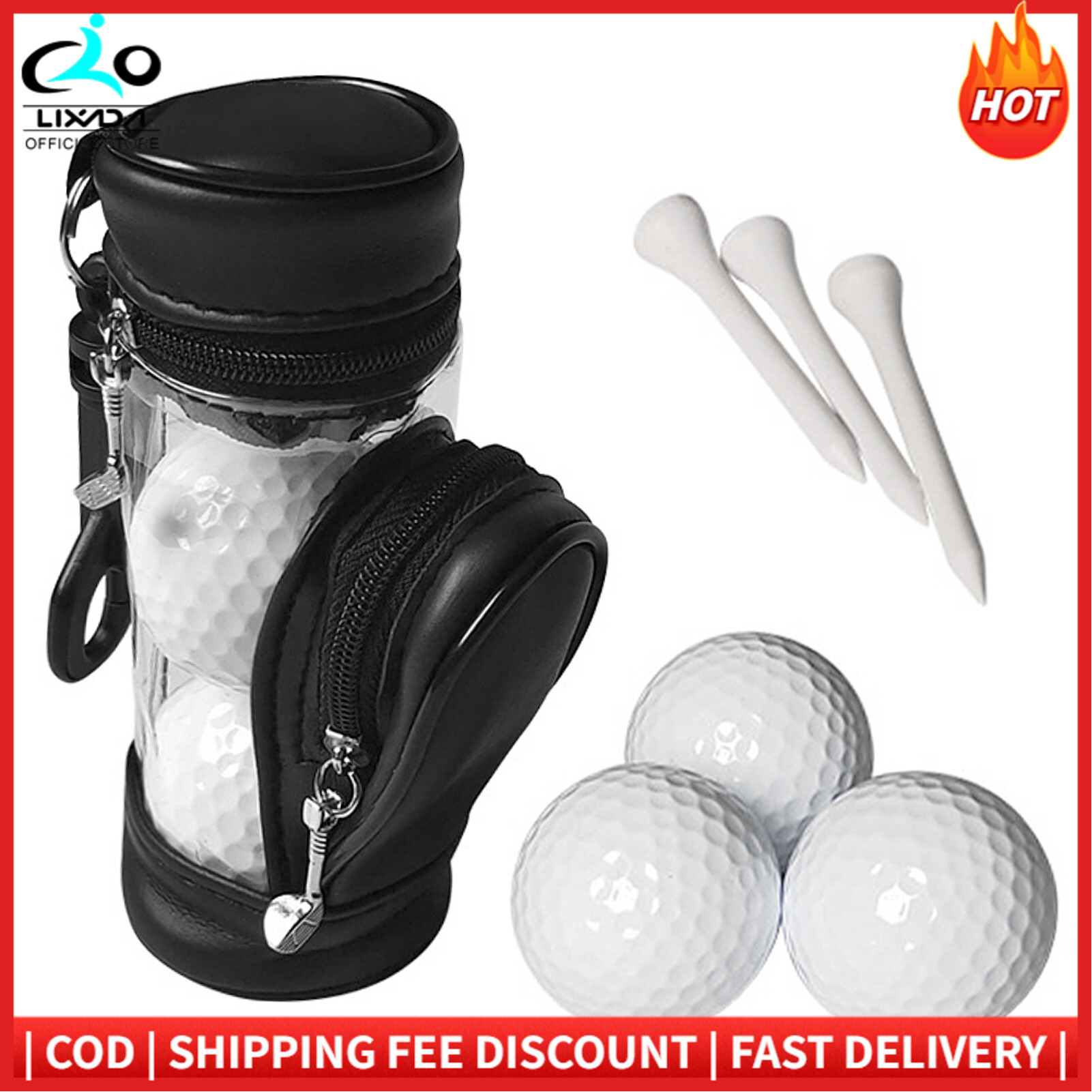 Golf Balls and Tees Pouch Bag Storage Case Holder with 3 Balls and 3 Tees Set