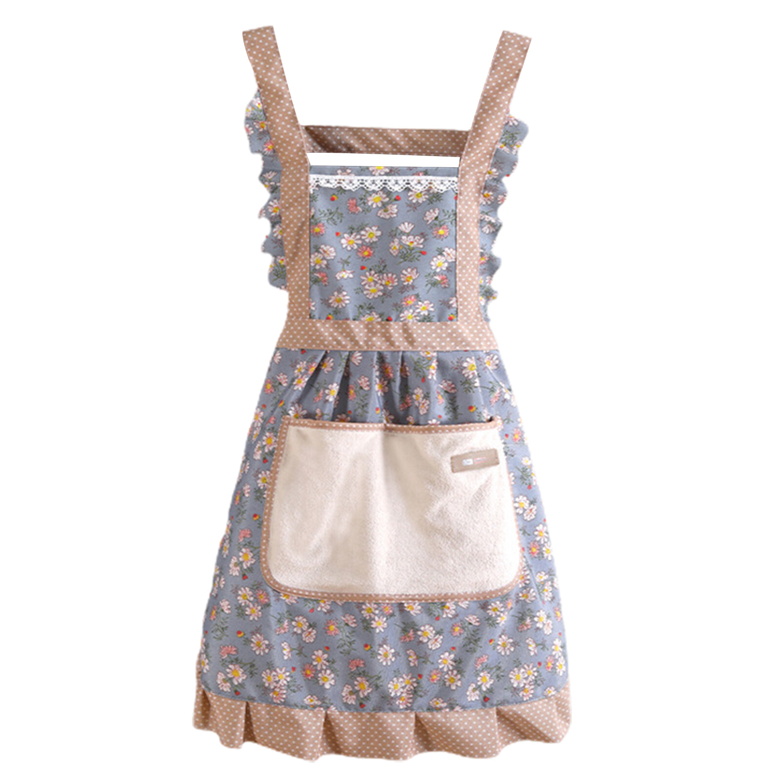 Terylin Cooking Apron Sleeveless Hand Wipe Design with Pocket Breathable Oil-proof Easy to Clean Kitchen Apron for Home Women Apron Convenient