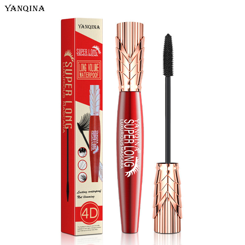 4D Silk Fiber Mascara Lengthening Waterproof Long Lasting Curling Thick Waterproof Mascara Long Eyelashes Extension Make Up