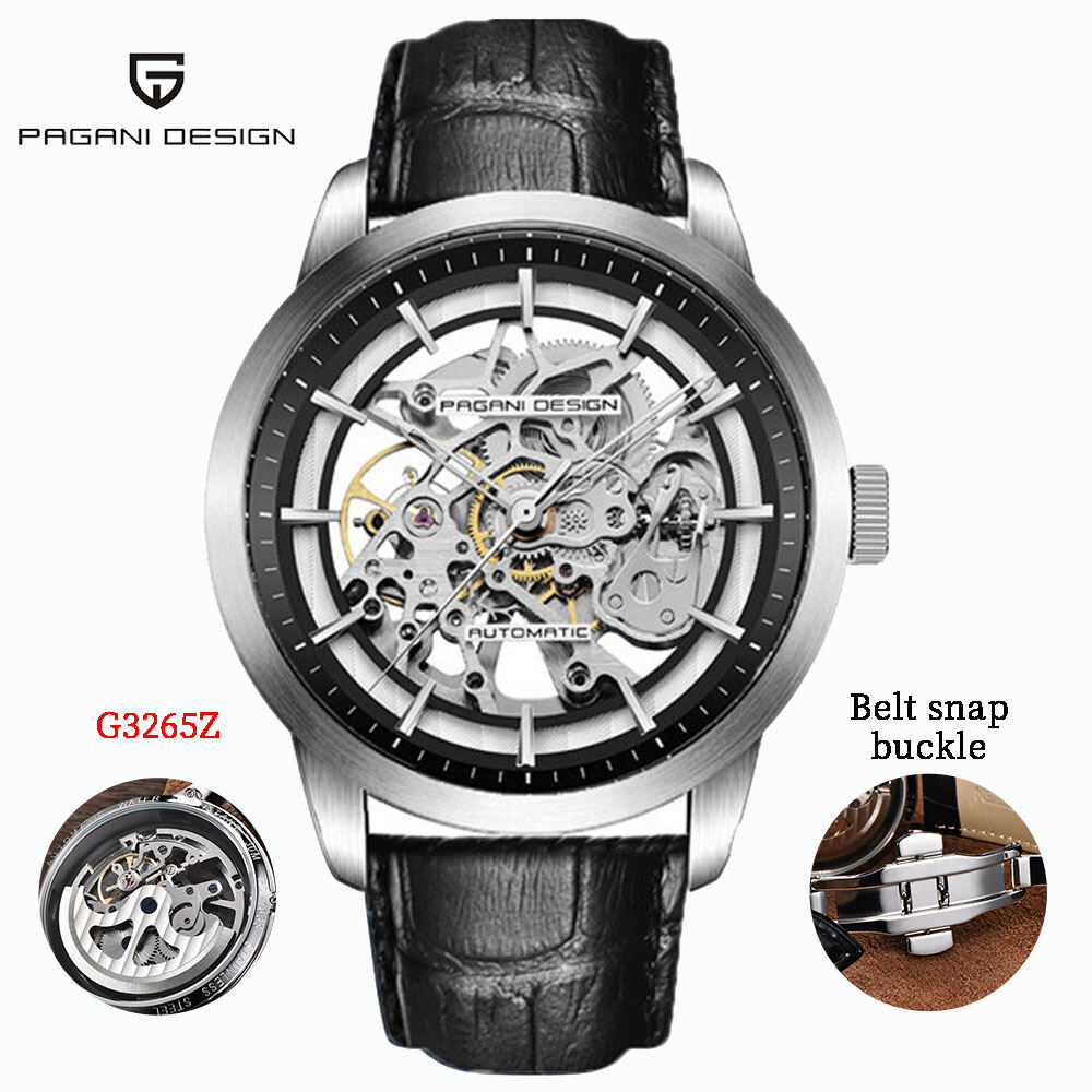 PAGANI DESIGN Automatic Watch For Men Skeleton Hollow Genuine